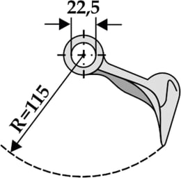 Technische Zeichnung: Industriehof® Hammerschlegel 163 x 98 mm, Ø 22,5 mm, für Mulcher Tortella