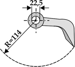 Technische Zeichnung: Industriehof® Hammerschlegel 165 x 95 mm, Ø 22,5 mm, für Mulcher Tortella