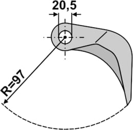 Technische Zeichnung: Industriehof® Hammerschlegel 137 x 40 mm, Ø 20,5 mm, für Mulcher Berti