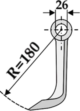 Technische Zeichnung: Industriehof® Hammerschlegel 115 x 50 mm, Ø 26 mm, für Mulcher Becchio & Mandrile, Kuhn, Nobili
