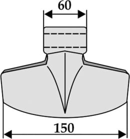 Technische Zeichnung: Industriehof® Hammerschlegel 150 x 60 mm, Ø 20,5 mm, für Mulcher Cosmaq, Gestin, Rinieri