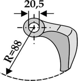 Technische Zeichnung: Industriehof® Hammerschlegel 150 x 60 mm, Ø 20,5 mm, für Mulcher Cosmaq, Gestin, Rinieri