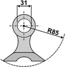 Technische Zeichnung: Industriehof® Hammerschlegel 69,5 x 79,5 mm, Ø 31 mm, für Mulcher Berti