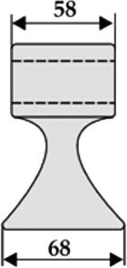 Technische Zeichnung: Industriehof® Hammerschlegel 68 x 58 mm, Ø 26 mm, für Mulcher Mc Connel, Noremat, S.M.A., Twose