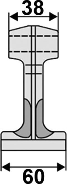 Technische Zeichnung: Industriehof® Hammerschlegel 60 x 38 mm, Ø 26 mm, für Mulcher Bomford, Mc Connel, Orsi, Twose