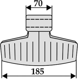 Technische Zeichnung: Industriehof® Hammerschlegel 185 x 70 mm, Ø 20,5 mm, für Mulcher Aedes, Agricom, Cabe (Nuova Cabe)