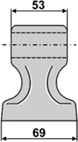 Technische Zeichnung: Industriehof® Hammerschlegel 69 x 53 mm, Ø 28,5 mm, für Mulcher Dücker