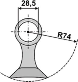 Technische Zeichnung: Industriehof® Hammerschlegel 69 x 53 mm, Ø 28,5 mm, für Mulcher Dücker