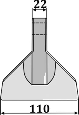 Technische Zeichnung: Industriehof® Hammerschlegel 110 x 22 mm, Ø 20,5 mm, für Mulcher Perfect