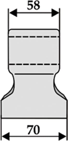 Technische Zeichnung: Industriehof® Hammerschlegel 70 x 58 mm, Ø 31 mm, für Mulcher Agrimaster, F.A.E. Seppi