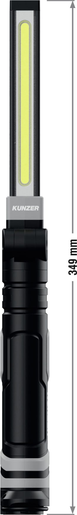 Produktbild: KUNZER LED-Akku-Arbeitsleuchte 600 lm, 120 lm Arbeits-/Kopflicht, 180° schwenk-/drehbarer Kopf