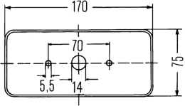 Technische Zeichnung: Hella® Schlussleuchte links/rechts 170 x 75 x 62 mm, Schluss-, Brems-, Blinklicht