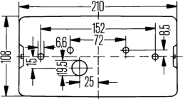 Technische Zeichnung: Hella® Schlussleuchte links 210 x 108 x 66 mm, Schluss-, Brems-, Blink-, Nebel-, Kennzeichenlicht