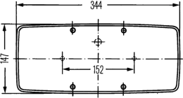 Technische Zeichnung: Hella® Schlussleuchte links/rechts 344 x 147 mm, Schluss-, Brems-, Blinklicht