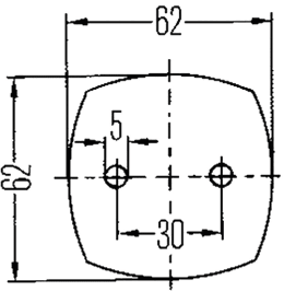 Technische Zeichnung: Hella® Schlussleuchte links/rechts 62 x 62 x 40 mm, Schlusslicht