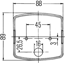 Technische Zeichnung: Hella® Schlussleuchte links/rechts 95 x 90 x 54,5 mm, Schluss-, Brems-, Blinklicht