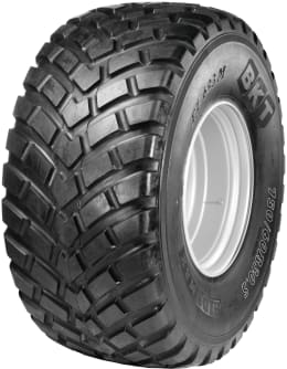 Produktbild: BKT Ridemax FL 693 M Flotation-Komplettrad mit weißer Felge und grobstolligem Profil