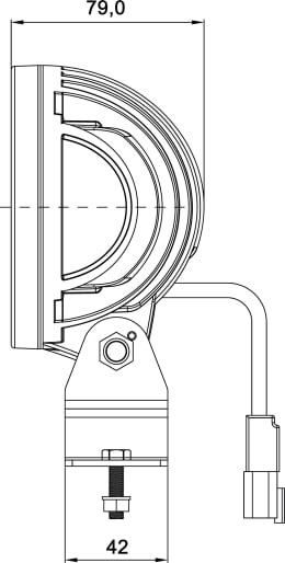 Technische Zeichnung: LED-Arbeitsscheinwerfer 2.600 lm/40 W, 10 – 48 V, nahe Ausleuchtung