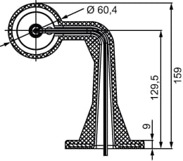 Technische Zeichnung: Hella® LED-Positionsleuchte gewinkelt, seitlich links/rechts, 148,2 x 159 x 45 mm, 10 – 30 V DC