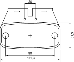 Technische Zeichnung: Hella® LED-Positionsleuchte quadratisch, seitlich links/rechts, orange, 111,3 x 72,5 x 67 mm