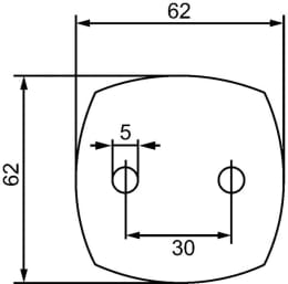 Technische Zeichnung: Hella® Seitenmarkierungsleuchte quadratisch, links/rechts, 62 x 62 x 46 mm, waagerecht, senkrecht