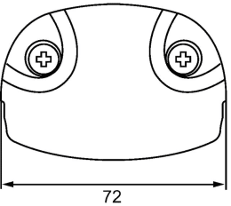 Technische Zeichnung: Hella® LED-Kennzeichenleuchte oval, links/rechts, 72 x 50 x 42 mm, 10 – 30 V DC, 4 LEDs