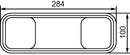 Technische Zeichnung: Hella® LED-Schlussleuchte links/rechts 12 – 24 V DC, 284 x 100 x 37 mm, Schluss-, Brems-, Blink-