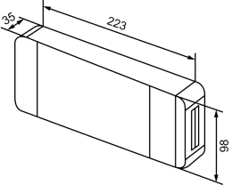 Technische Zeichnung: Hella® LED-Schlussleuchte links/rechts 9 – 36 V DC, 223 x 98 x 35 mm, Schluss-, Brems-, Blinklicht