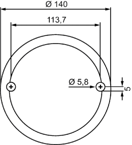 Technische Zeichnung: Hella® LED-Blinkleuchte rund, hinten links/rechts, Ø außen 140 mm, 10 – 30 V DC, 20 LEDs, E4 61200