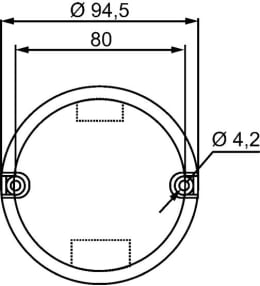 Technische Zeichnung: Hella® LED-Nebelschlussleuchte rund, rot, Ø außen 94,5 mm, 10 – 30 V DC, E9 1158