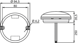 Technische Zeichnung: Hella® LED-Rückfahrscheinwerfer rund, Ø außen 94,5 mm, 10 – 30 V DC
