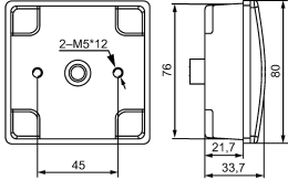 Technische Zeichnung: Hella® LED-Rückfahrscheinwerfer quadratisch, 80 x 80 x 33,7 mm, 12 – 24 V DC