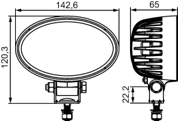 Technische Zeichnung: Hella® LED-Arbeitsscheinwerfer 1.200 lm/24 W, 10 – 30 V, nahe Ausleuchtung