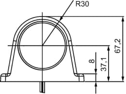 Technische Zeichnung: Hella® LED-Positionsleuchte seitlich links/rechts, weiß, rot, 86 x 67,2 x 44,3 mm, 10 – 30 V DC