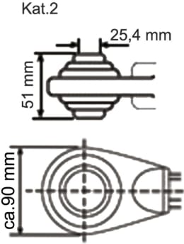 Technische Zeichnung: Oberlenker Kat. 2 schwer mit beidseitigem Kugelgelenk, M 36 x 3, pulverbeschichtet (Hülse)