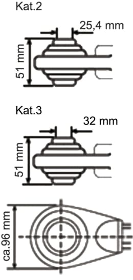 Technische Zeichnung: Oberlenker extra schwer mit beidseitigem Kugelgelenk, M 36 x 3, pulverbeschichtet (Hülse)
