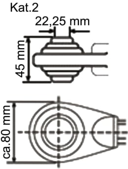 Technische Zeichnung: Oberlenker Kat. 2/22,25 mm mit beidseitigem Kugelgelenk, M 30 x 3,5, pulverbeschichtet (Hülse)