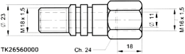 Technische Zeichnung: Schema Einschraubnippel TK 30, M 16 x 1,5 IG, M 18 x 1,5 AG