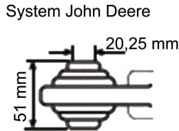 Technische Zeichnung: Oberlenker Kat. 2/20,25 mm, mit Fanghaken und Kugelgelenk, M 30 x 3,5, verzinkt (Hülse), für John Deere