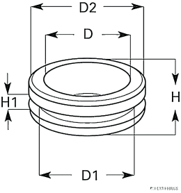 Technische Zeichnung: Herth + Buss Dicht- und Schutzstopfen doppelseitig, geschlossen, schwarz, PVC (Polyvinylchlorid), D=