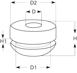 Technische Zeichnung: Herth + Buss Dicht- und Schutzstopfen doppelseitig, geschlossen, schwarz, PVC (Polyvinylchlorid), D=