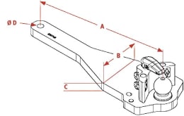 Technische Zeichnung: Walterscheid Kugelbalken KBa83070B mit Kugel 80 schwarz, 755 x 230 x 40 mm
