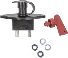 Set: Herth + Buss Batterietrennschalter 24 V/250 A, Einbaumaß Ø 22,5 mm, -45 bis +85 °C, Schlüssel Kunststoff rot