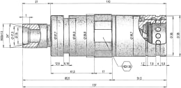 Technische Zeichnung: Kupplungsmuffe UDK - unter Druck kuppelbar BG 03, M 22 x 1,5 AG