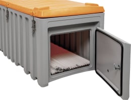 Produktbild: Cemo Werkzeugkiste CEMbox 750 l 170 x 80 x 84 cm, mit Seitentür, PE (Polyethylen), grau, orange, 10336