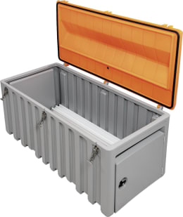 Produktbild: Cemo Werkzeugkiste CEMbox 750 l 170 x 80 x 84 cm, mit Seitentür, PE (Polyethylen), grau, orange, 10336