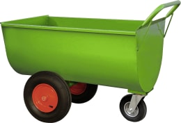 Produktbild: Grüner Futterwagen mit Rädern und Schiebegriff, ohne Trennwand und Deckel