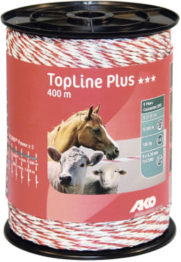 Produktbild: Ako Litze TopLine plus weiß, rot 400 m, 449523