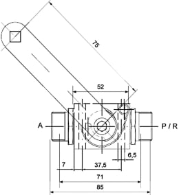 Technische Zeichnung: Hubbegrenzer 250 bar für Hydraulikzylinder