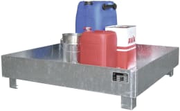 Produktbild: BAUER® SÜDLOHN Auffangwanne WO 4/200 v, 1.200 x 285 x 1.200 mm, Auffangvolumen max. 230 l, feuerverzinkt